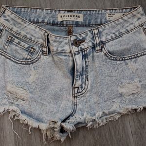 Low Rise Light Wash Distressed Shorts
